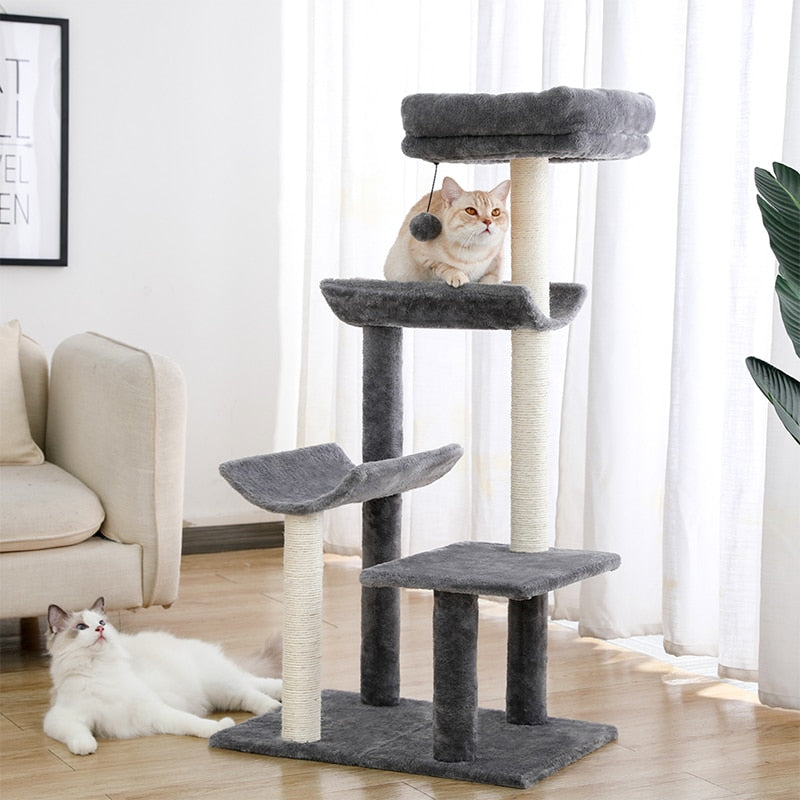 Cat Tree House Condo Cat's Activity Center con Double Condo Indoor Soft Perch Totalmente envuelto Scratching Sisal Post rascador gato