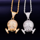 Skull Mask Pendant Necklace  Gold Color Plated Charm AAAA Cubic Zircon Men's Hip Hop Rock Jewelry