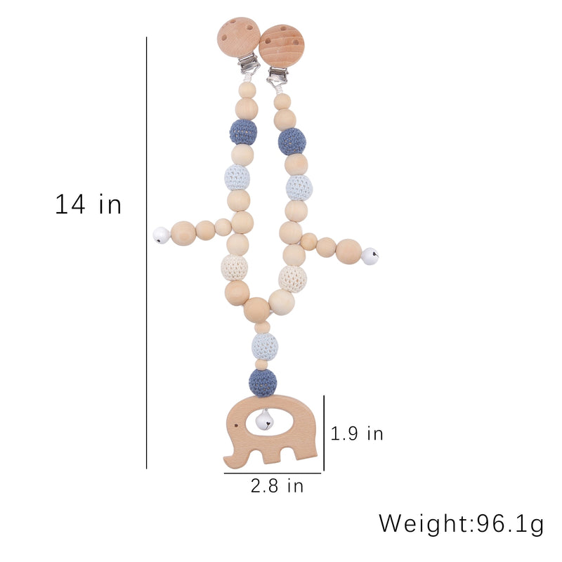 Baby Toys Silicone Beads Teethers Wooden Rings Handmade Bracelet Pacifier Chain Clips Teething Pram Stroller Bell Baby Products