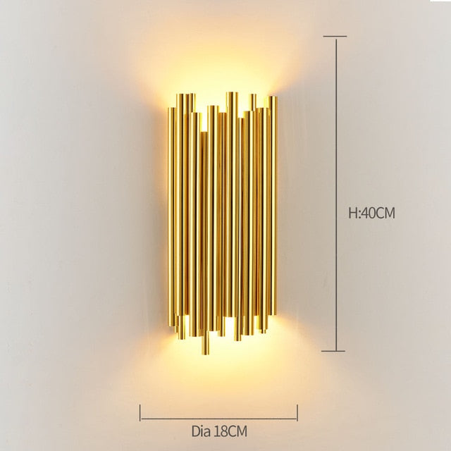 Envío rápido, luz de pared interior moderna de cristal dorado para dormitorio, mesita de noche, decoración de sala de estar, aplique LED, lámpara de baño