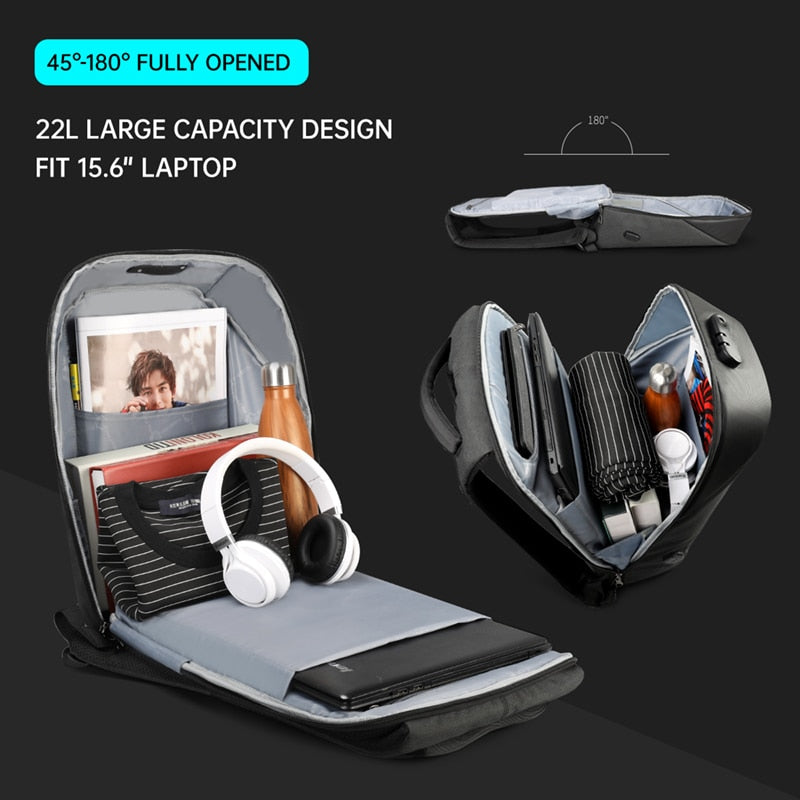 No Key Anti theft TSA Lock Fashion Men Backpacks 15.6inch USB Charging Laptop Backpack 2022 School Backpack For Men For Teenager