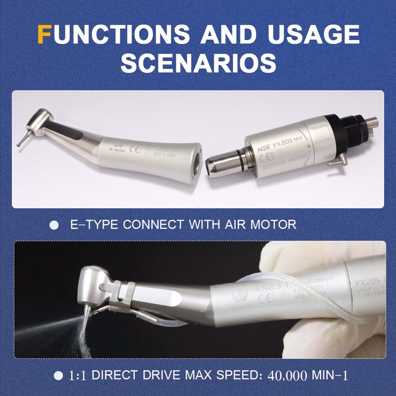 Suministros dentales para dentista 1:1 pieza de mano de contraángulo FX25 pieza de mano de pulverización de agua externa no óptica compatible con motor de aire