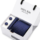 Joy Alice Wedding men neck ties gift box packing men brand luxury necktie pocket square silk tie set cufflinks handkerchief