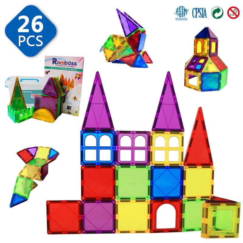 Romboss Magnetic Building Blocks Construction Games Magnet Designer Educational Toys Magnetic Tiles For Kids Gift