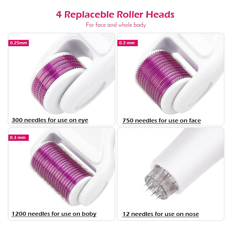 Kit de rodillo de microagujas 4/5/6 en 1 para el cuidado de la piel en el hogar, herramienta cosmética no invasiva de microagujas para el crecimiento del cabello de barba facial, uso doméstico