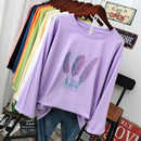 Spring and autumn Fashion street Casual Women Long sleeve T-shirt loose 100% cotton Soft Pullovers Harajuku Feather print Tops