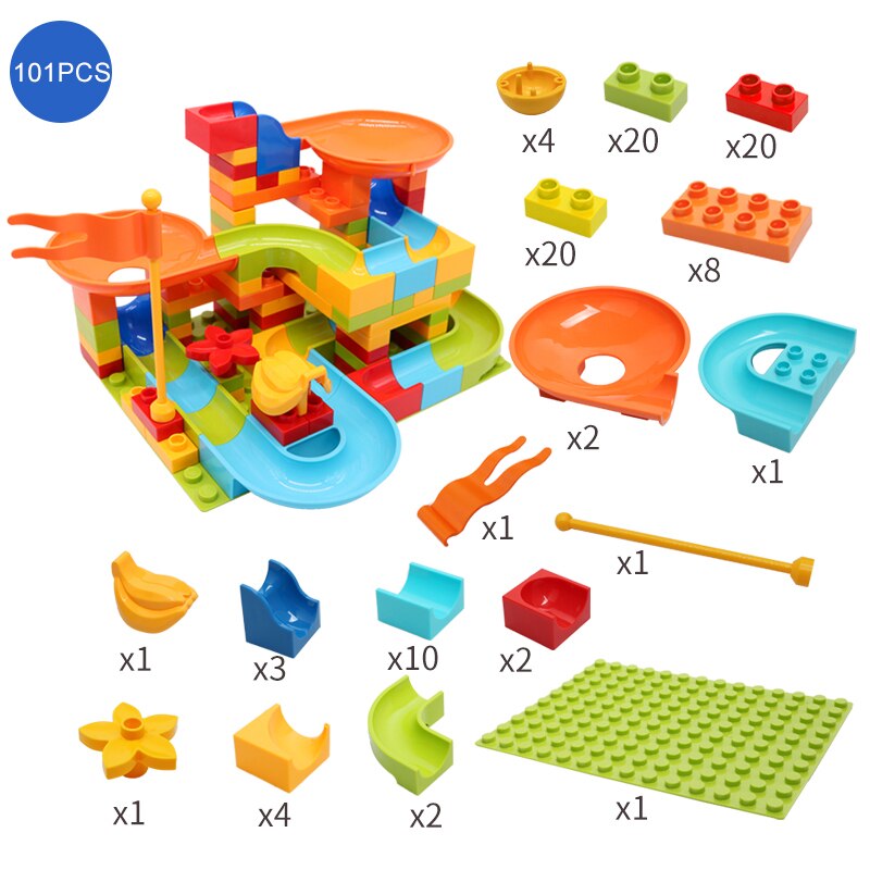 Bloques de construcción de gran tamaño para carreras de canicas de 74-404 Uds., tobogán de embudo de plástico, bloques de montaje DIY, juguetes educativos para niños