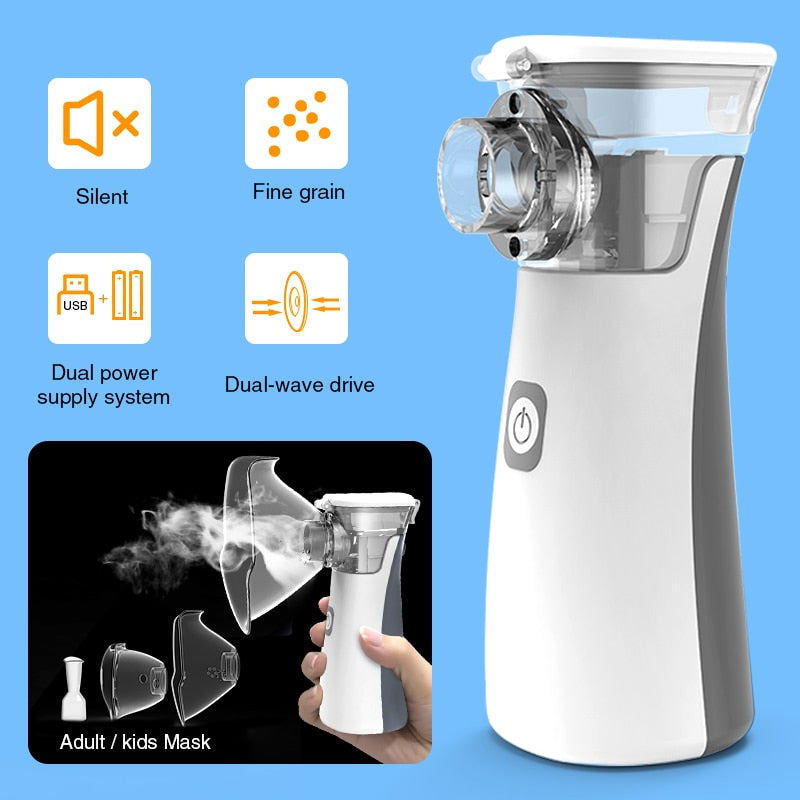 BOXYM Handheld Asthma Inhaler Nebulizer & LCD Wrist Blood Pressure Family Health Care Travel Packages