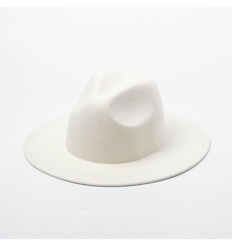 Elegant Wool Felt Hat White Wide Brim Fedoras For Wedding Church Hat Fedora Hat Lady Winter Floppy Sombrero Mujer Fascinator Cap