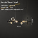 Black LED Chandelier Clear Glass Ball Modern Long Pendant Lamp For Dining Room Bar Restaurant Coffee Shop Office Hanging Light