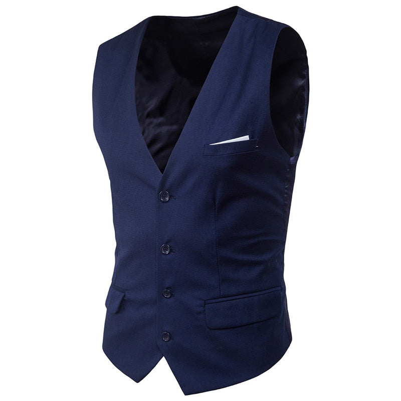 Chaleco de traje negro para Hombre, novedad de 2020, chaleco de vestir ajustado con cuello de pico, esmoquin Formal de negocios para boda, Chaleco para Hombre 6XL