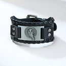 Vnox 26mm Wide Bracelets for Men Viking Icon Nordic Rune Hammer Wristband Black Brown Punk Rock Vintage Jewelry