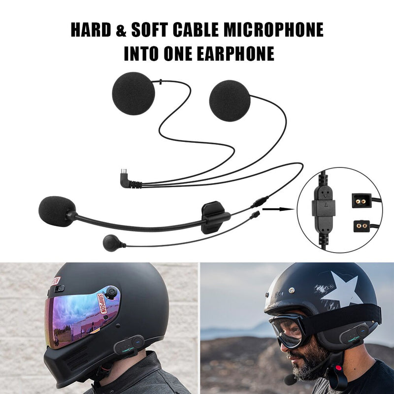 FreedConn Original T-COM FM Bluetooth casco de motocicleta intercomunicador auricular suave micrófono duro para cualquier media cara completa