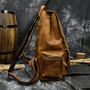 Vintage Crazy Horse Leder Herren Rucksack Unisex Rindsleder 14" Laptop Rucksack Damen dickes echtes Leder Schultasche Freizeittasche