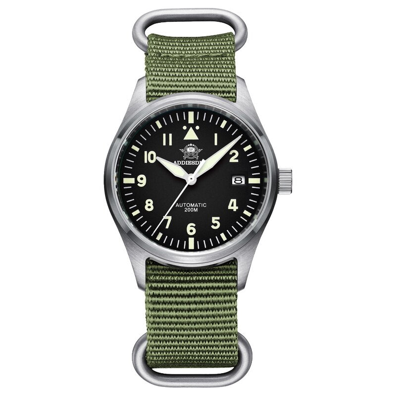 Diver Mechanical Dive Watch For Men Leather Sapphire Crystal Business Men&