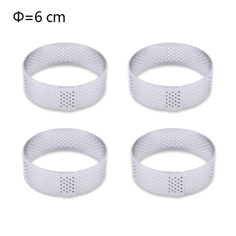 6 8 10 CM Stainless Steel Tart Mold Ring Tartlet Cake Mousse Molds Cookies Pastry Circle Cutter Pie Ring Perforated
