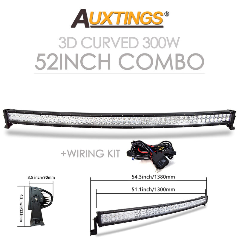 Auxtings 22 32 42 50 52&#39;&#39; Inch Curved Led Light Bar COMBO Led Work light 3D 7D bar Driving Offroad Car Truck 4x4 SUV ATV 12V 24V