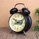 Vintage Night Light Alarm Clock European Retro Metal Alarm Clock Bedside Mute Needle Table Clock Gets Bed Ringing Bell