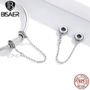 BISAER Classical Vine Safety Chain 925 Sterling Silver Chain Charms For Bracelets Original 925 Silver Jewelry For Women ECC1546