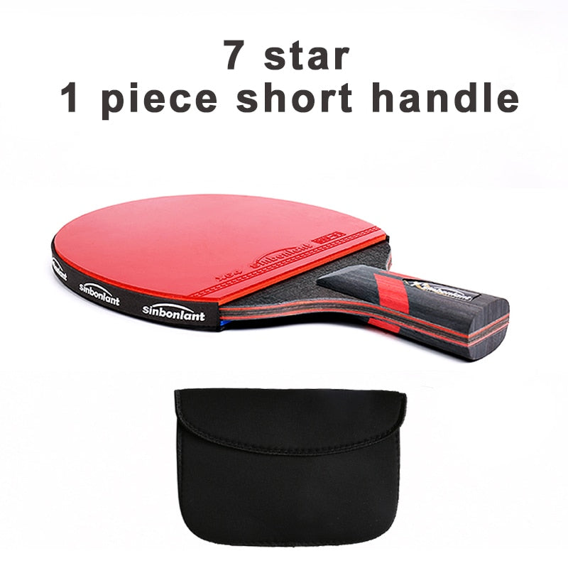 Professional Tennis Table Racket Short Long Handle Carbon Blade Rubber With Double Face Pimples In Ping Pong Rackets With Case