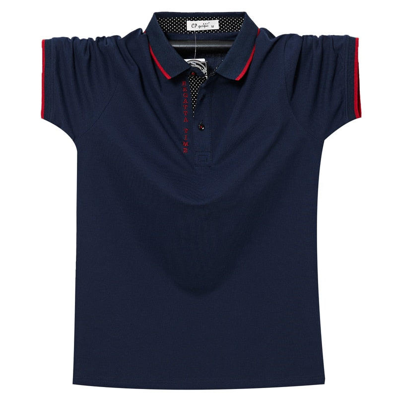 Polo para hombre, camiseta de verano transpirable de algodón con bordado de letras para hombre, camisetas cortas, Polo informal de negocios, Polo para hombre de talla grande 6XL