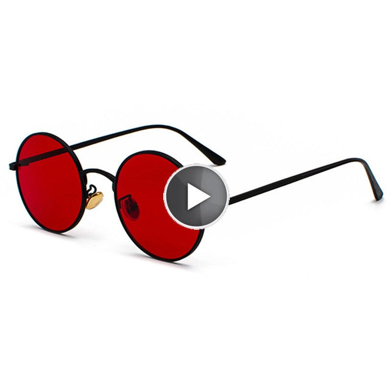 Peekaboo gold round metal frame sunglasses men retro 2018 summer style women red lens sun glasses unisex yellow pink black