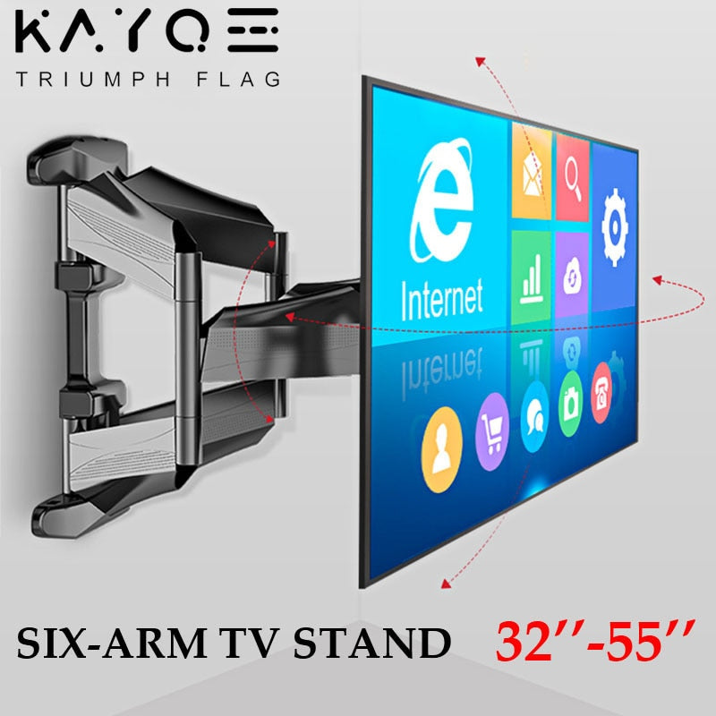 Soporte de TV de 6 brazos para 32-55 "MAX VESA 400x400mm LCD soporte de pared soporte de movimiento completo inclinación retráctil soporte de TV soporte retráctil