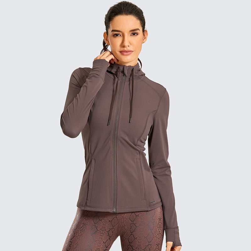 Ropa deportiva Chaqueta deportiva para mujer Chaqueta con capucha y cremallera completa cepillada mate para mujer Abrigos Ropa de abrigo Chaquetas deportivas con capucha para entrenamiento Bolsillos