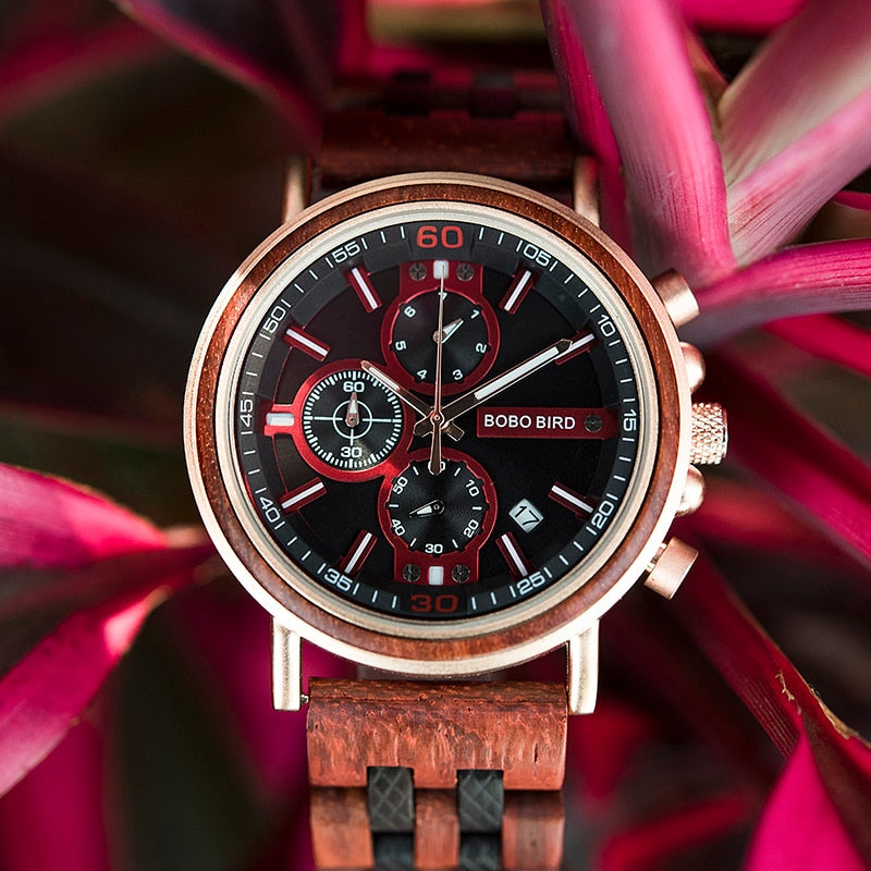 Relogio Masculino BOBO BIRD reloj de madera para hombre de marca superior de lujo con estilo cronógrafo relojes militares gran regalo para novio OEM