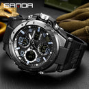 SANDA Brand Men's Watch Military Outdoor Sports Waterproof Watches Dual Display Quartz LED Digital Clock Relogio Masculino