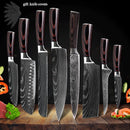 Stainless Steel Chef Knife Set with Knife Cover Case Sheath 8 Pcs  Cleaver Slicing Damascus Veins  Survive  Kitchen Knives Set