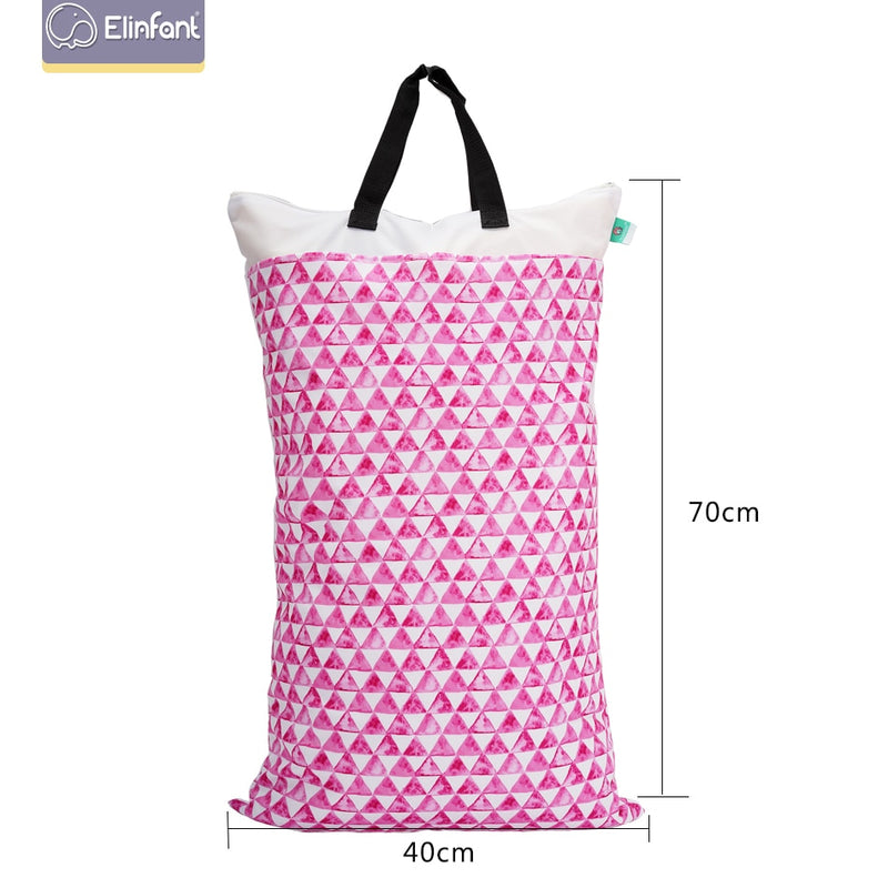 Elinfant, 1 Uds., bolsa colgante grande para cubo húmedo/seco para pañales de tela, inserciones, pañales, ropa sucia con dos bolsas de pañales impermeables con cremallera