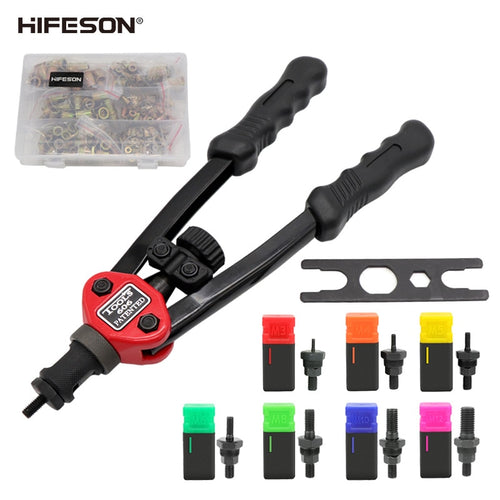 HIFESON Nietmutternpistole mit Handgewinde, 70/95/300 STÜCKE, Muttern einsetzen, manuelles Nietgerät, Nietwerkzeug für M3, M4, M5, M6, M8, M10, M12