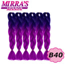 Trenzas Jumbo de 24 pulgadas, cabello sintético para caja trenzada, extensiones de cabello trenzado Ombre, tres tonos, negro, marrón, azul, rosa, espejo de Mirra