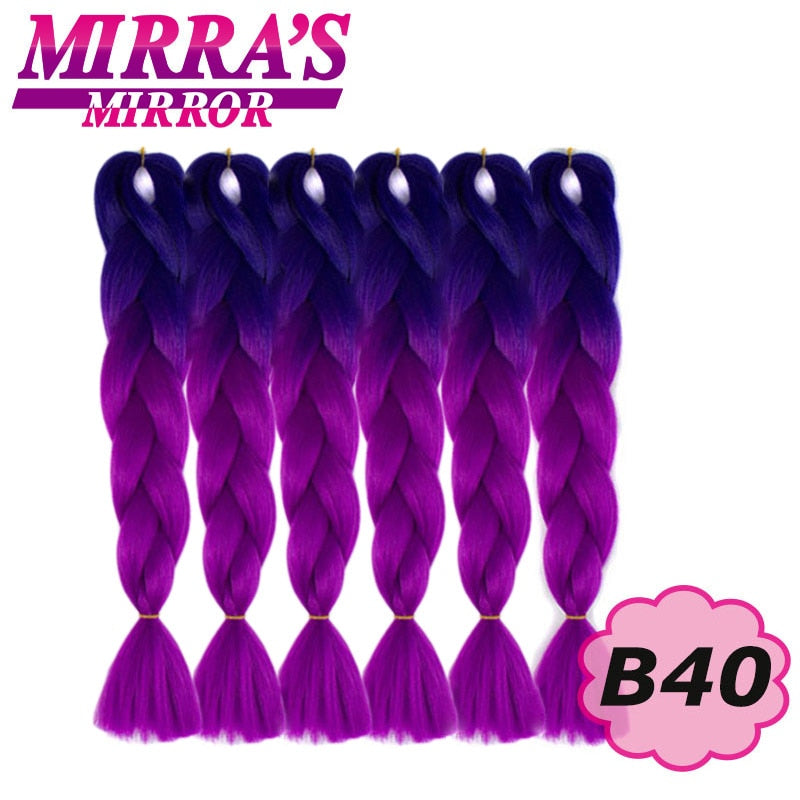 24 Zoll Jumbo Braids Synthetisches Haar für Box Braid Ombre Braiding Hair Extensions Three Tone Schwarz Braun Blau Pink Mirra's Mirror