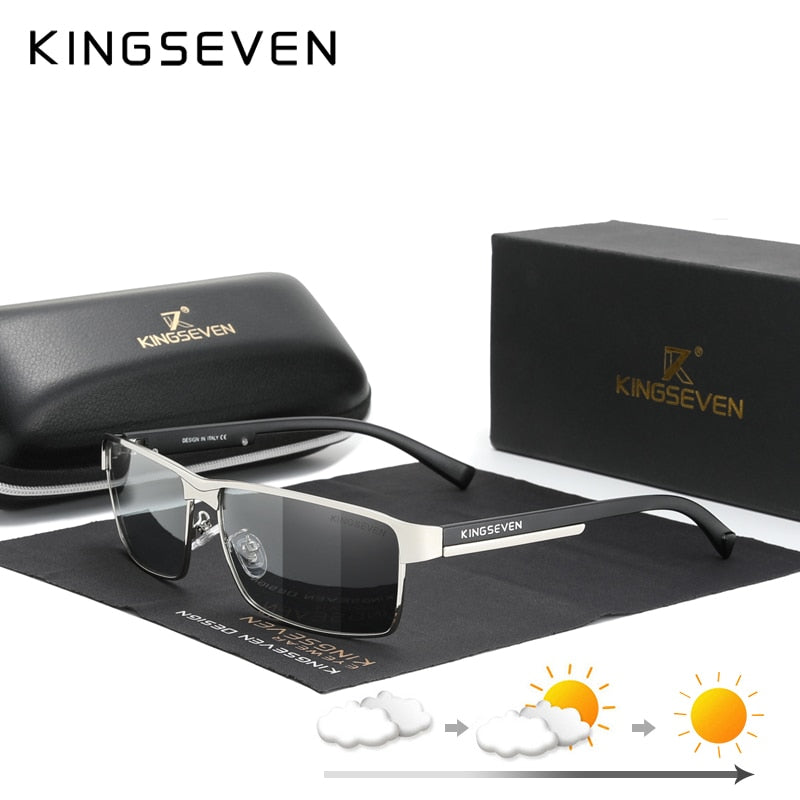KINGSEVEN Fashion Photochromic Sonnenbrille Herren Damen Chamäleon Polarisierte Pilot Sonnenbrille Blendfreie Fahrbrille UV400