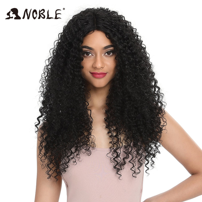 Noble Hair 26&quot;Inch Synthetic Lace Wig For Black Wig African American Long Kinky Curly Heat Resistant Fiber Wigs For Black Women