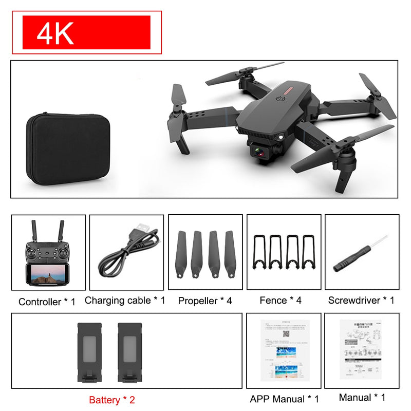 Mini drone E88 Pro 4k HD cámara dual posicionamiento visual 1080P WiFi FPV drone preservación de altura RC Quadcopter