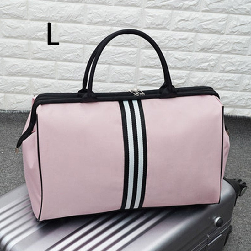 Korean Version Overnight Weekend Traveling Bag Strip Handbag Big Travel Bag Luggage Men&