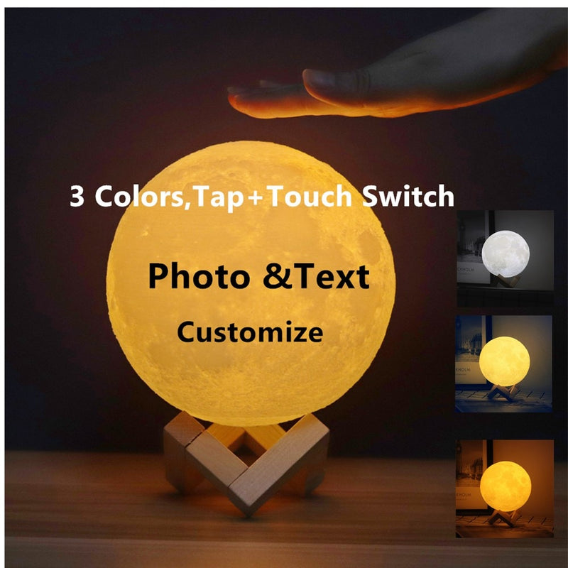 Photo/Text Customized 3D Printing Moon Lamp  Touch Switch Night Light for Kids Girlfriend family Custom gift Home Decor Dropship