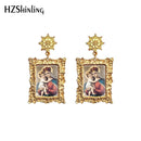 2020 Antique Dangle Earrings Mother of God Virgin Mary Retro Paintings Glass Cabochon Mandala Pendants Jewelry for Women