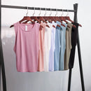 SHINBENE Back Mesh Patchwork Sport Vest Women Loose Fit Solid Yoga Fitness Vest Breathable O-neck Gym Athletic Tank Tops XS-XL