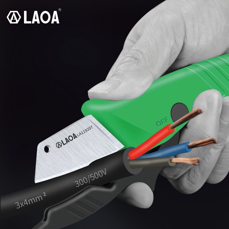 LAOA Electrician Cable Stripping Knife Stainless Wire Cutter Stripper Utility Knife Rubber Handle Hand Tools