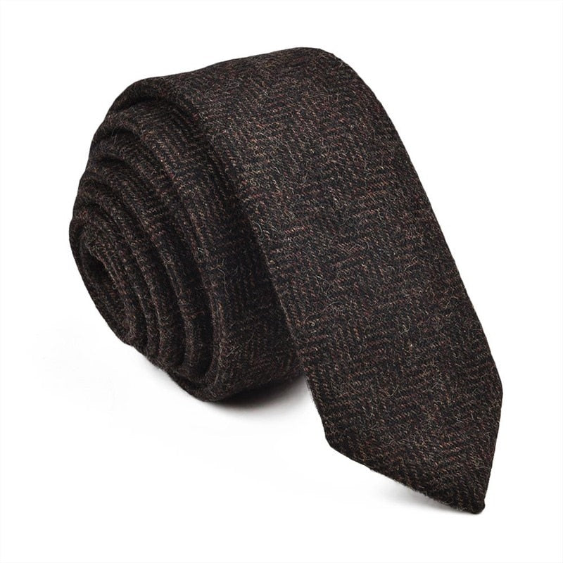 VOBOOM Tie for Men Wool Blend Herringbone Necktie 8cm Wedding Party 06