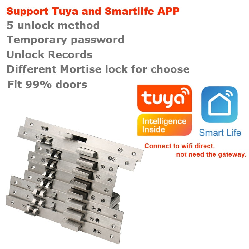 RAYKUBE Tuya Fingerprint Door Lock Smart Card / Digital Code / Keyless Electronic Home Office Security Mortise Lockey X3