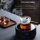 BORREY 500ml Teekanne aus Glas mit Infuser Liner Filter Glasteekocher mit Holzgriff Office Boil Teegeschirr-Set Teekanne Wasserkocher