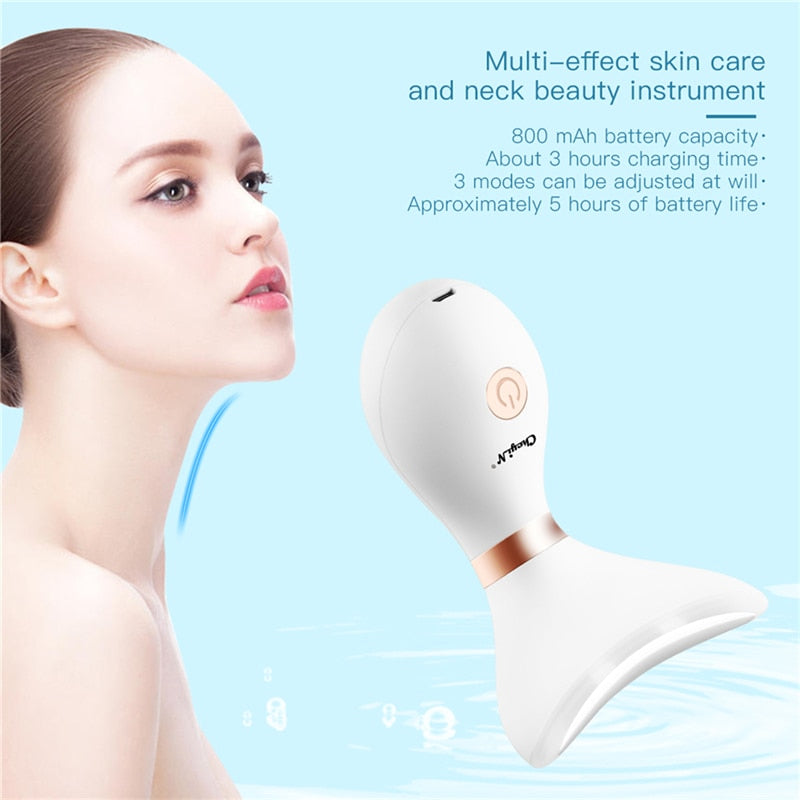 CkeyiN Face Massager LED Photon Therapy Heat Vibration Anti Wrinkles Facial Neck Lifting Skin Tightening Reduce Double Chin 48