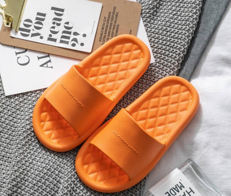 JIANBUDAN Comfortable Soft Indoor Slippers Women Non-slip Bathroom Home shoes Flat EVA Lovers Slides Women&