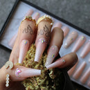 Luxury coffin Ombre fake nails Cute baby nude Noble crystal design Press the nail Acrylic Box nails Custom logo