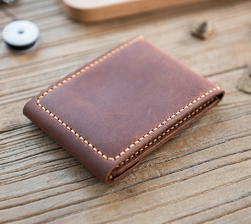 Vintag Handmade Crazy horse Genuine Leather card horder men Card ID Holders leather buiness card wallet driving license holder